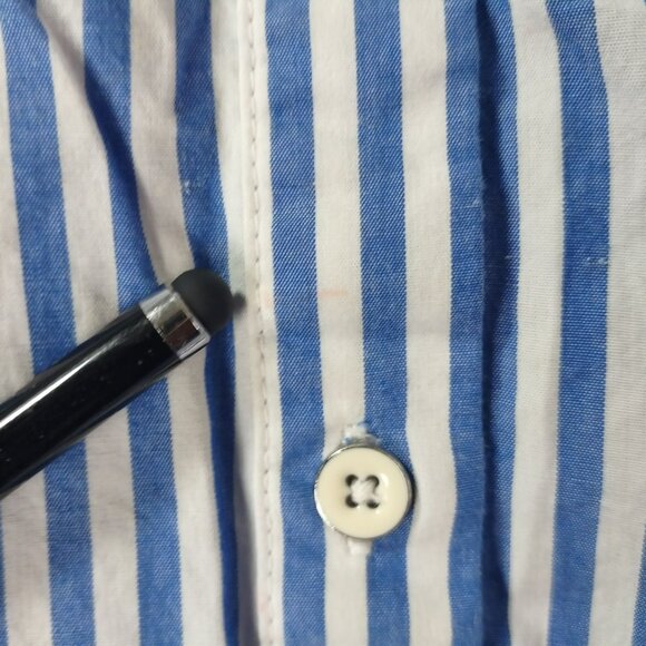 Cabi Womens Striped Button Up Shirt S Blue White Cotton Casual Work Coastal Vibe - Picture 7 of 12